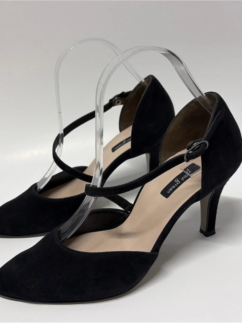 Paul Green Women’s Sz 7 Black Velvet Stiletto Cross Strap Heels Shoes